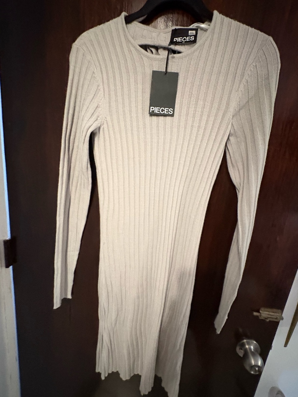 Bundle 3 for $25. NWT Pieces Ribbed Crewneck Sweater Dress in Light Gray.